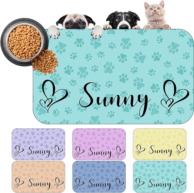 Personalized Dog Cat Mat with Name Photo Custom Placemat Feeding Mats for Food and Water Customized Non-Slip Waterproof Doormat for Bowls Outdoor Indoor Floors Gifts for Pet Owner