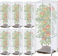 6 Pcs Garden Bird Netting Plant Cover for Square Tomato Cage 59" x 17.7'' Insect Bird Barrier Tomato Cage Net with Zipper & Drawstring, Plant Trellis Netting Protection Cover