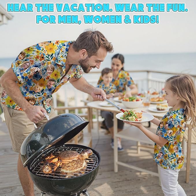 Custom Hawaiian Shirt with Face Photo Picture for Men Women Kids Youth Adult, Tropical Personalized Hawaiian Shirts Gift