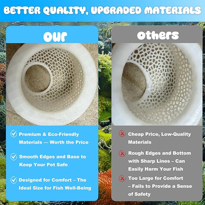 Blue Floating Betta Hide & Shrimp Cave: 3-in-1 Aquarium Hammock, Feeder & Resting Spot for Betta Fish, Shrimp & Small Fish | Eco-Safe PLA
