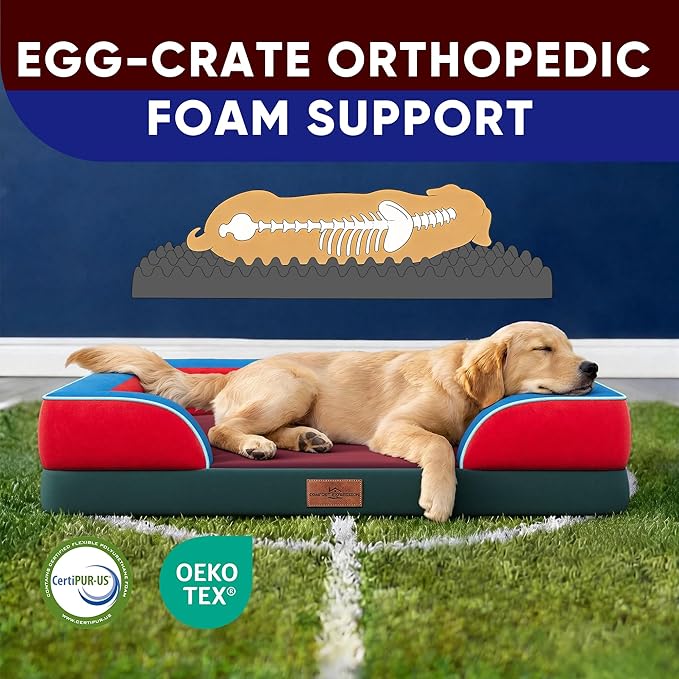 Comfort Expression Orthopedic Dog Bed for Extra Large Dogs 45x35 Inch, Waterproof Egg Crate Foam XL Pet Bed with Removable Bolsters, Dog Couch with Washable Cover & Non-Slip Bottom, San Francisco
