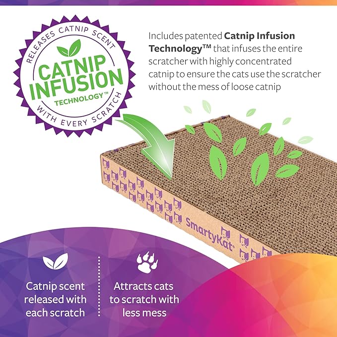 SmartyKat Scratch Up Corrugated Hanging Cat Scratcher,Catnip Infusion Technology - Brown,Wide,(Pack of 6)