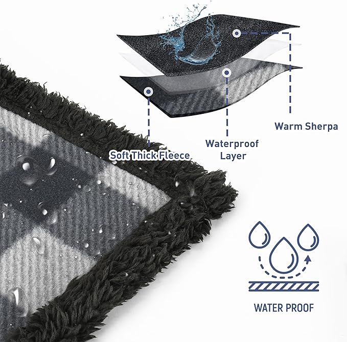 Kritter Planet Waterproof Bed Blanket, Washable Stain Proof Pad Bed Cover, Reversible Leakproof Furniture Protector, Liquid Pee Proof Blanket for Couch Sofa, 80x60 inch, Queen Size