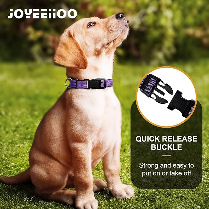 Martingale Dog Collar, Adjustable Nylon Reflective Collar with Buckle No Pull Dog Collar for Small Medium Large Dogs (Purple L)