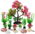 Aquarium Plants with Natural Decorations Shells, 15pcs Fish Tank Decoration Colorful Artificial Fish Tank Decor Plants Aquarium Decorations for Household and Office Aquarium Simulation