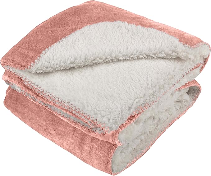 PETMAKER Dog Blanket - 80x100in Reversible Sherpa Blanket - Throw Blankets for Bed, Couch, Crate, or Car - Machine Washable Puppy Essentials (Pink)