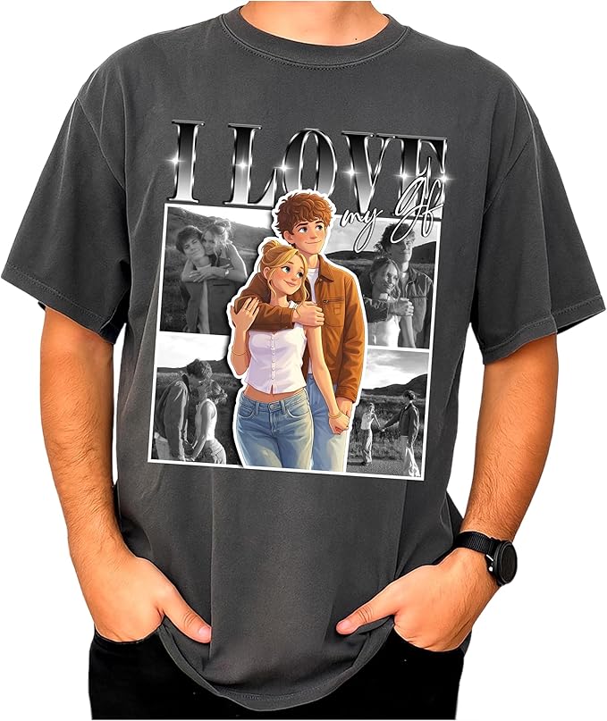 Custom Bootleg Rap Tee, Personalized Girlfriend Vintage Graphic T-Shirt, Photo Shirt, Valentine Birthday Gifts