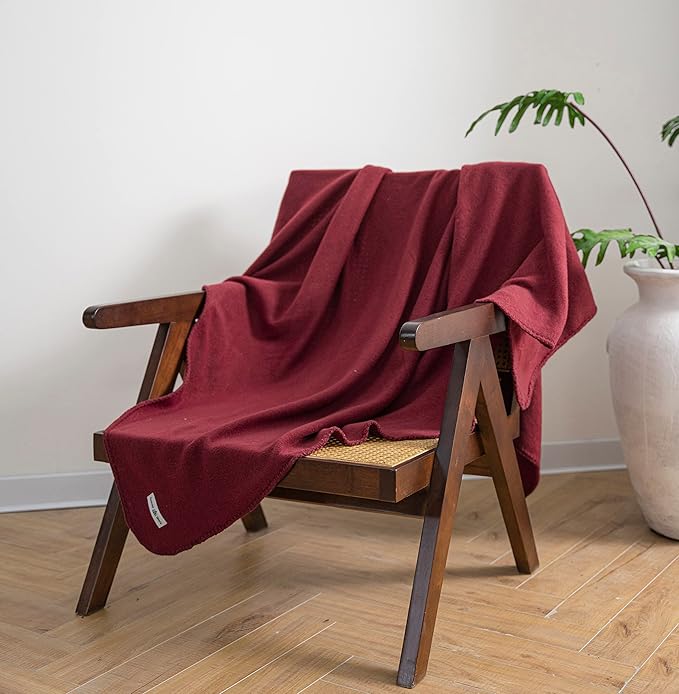 Fleece Throw Blanket Set Bulk for Travel Kids Outdoor Wedding Pet (Burgundy, Pack of 6 50x60 Inches)
