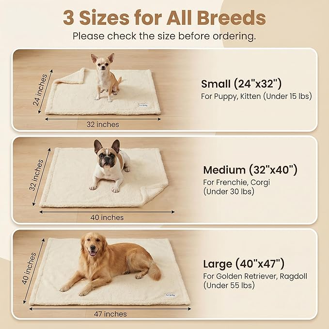 furrybaby Dog Blanket Soft Dog Blankets for Large Dogs Puppy Essentials Washable Sherpa Fleece Cat Blanket 32x40 Inches for Bed Furniture Couch Sofa (Medium, Beige)