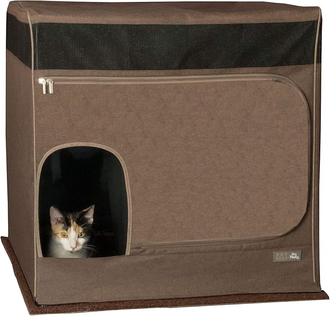 Pet Gear Pro Pawty for Cats with littertraX Mat, Put an end to Scattered Litter, Foldable, Easy Clean, Litterbox not Included, Chocolate