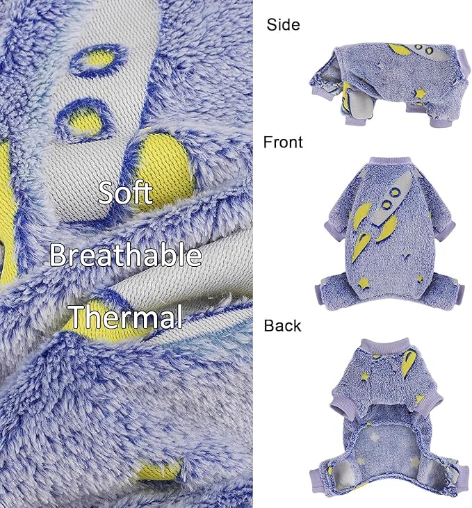 Fleece Pajamas for Small Dogs, Puppy Clothes, Soft & Stretchy Dog Onesies, Cute XS