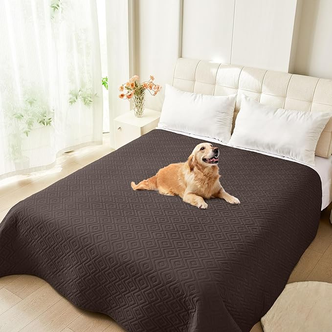 hyha Waterproof Dog Blanket, Soft Dog Bed Cover Pet Blankets, Waterproof Sofa Couch Cover for Dogs Washable, Reversible Pet Couch Covers for Sofa Furniture (82x102 Inch, Chocolate/Beige)