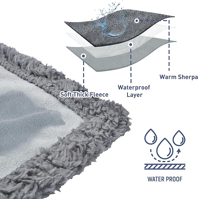 Kritter Planet Waterproof Bed Blanket for Couples, Washable Stain Proof Pad Bed Cover, Reversible Leakproof Protector, Liquid Pee Proof Blanket for Couch Sofa, 80x90 inch, King Size