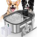 Wireless 7.5l/254oz/2Gal Dog Water Fountain for Large Dogs Stainless Steel, Quiet Pet & Cat Water Fountain with Motion Sensor, Automatic Water Dispenser for Dogs with 6psc Filters