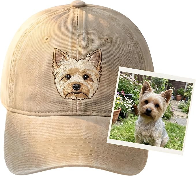 Custom Pet Embroidered Hat with Portrait, Personalized Dog Baseball Cap for Cat and Dog Lovers, Birthday Gift, Custom Embroidered Baseball Cap Cat Dad Hat Pet Loss Gift
