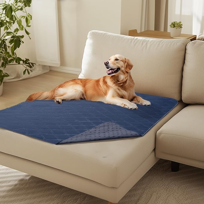 Luciphia 100% Waterproof Couch Cover Blanket for Dogs Anti-Slip Pet Couch Protector Sofa Mat Puppy Cat Blanket with Non-Slip Bottom, Navy Blue, 40x50 Inch