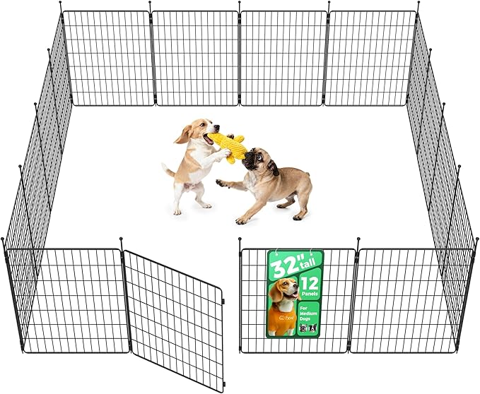 FXW MiniPaws Unleashed Dog Playpen, Expandable & Portable Design for Yard, RV Camping and Indoor Use, for Small and Medium Dogs, 32-inch 12 Panels