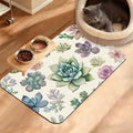 Dog Bowl Mat,Cactus Pet Feeding Mat for Floors Waterproof,Succulents Absorbent Dogs Placemat for Food and Water Quick Dry Pet Cat Feeding Mats with Non Slip Bottom 16" x 24"