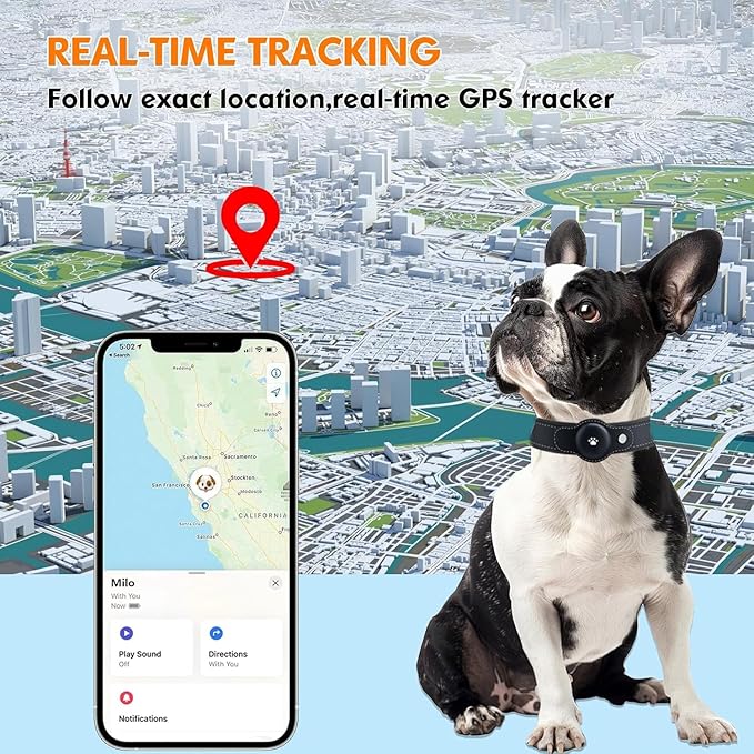 BONSO 2-in-1 GPS Tracker for Dogs: Smart Collar with Real-Time Location, No Monthly Fee, Unlimited Range (iOS Only) GPS Tracker Dog Collar- Ideal for Small, Medium Large Dogs(Tracker Included)