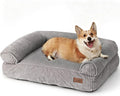 FUKUMARU Cute Dog Bed, Waterproof Corduroy Dogs Couch, 36in Orthopedic Pet Sofa for Medium to Large Dogs Dog, Warm Cotton Pet Bed with Washable Cover, Grey