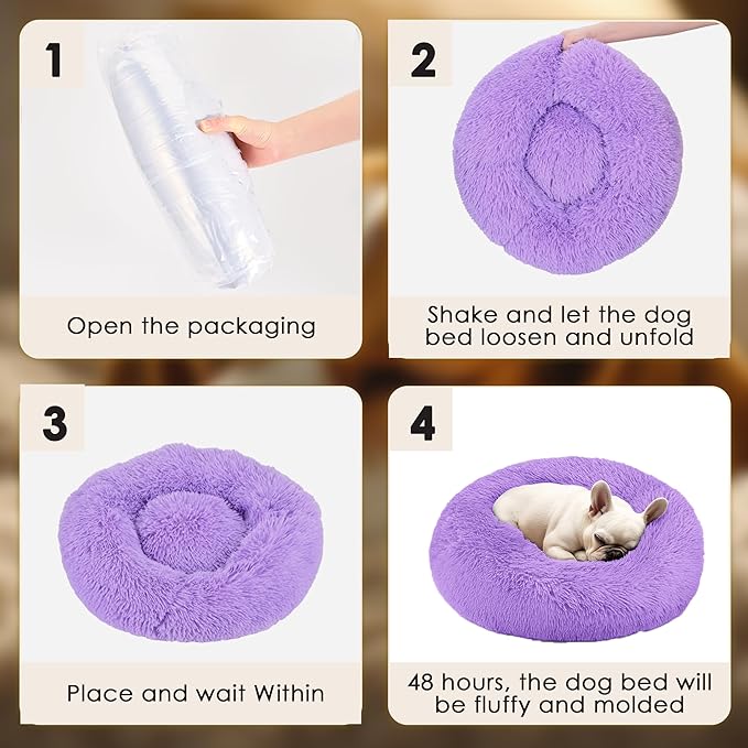 Extra Large Dog Beds, 36 Inch Human Dog Anxiety Relief Comfort Bed, Indestructible & Chew Proof Pet Beds (Purple)