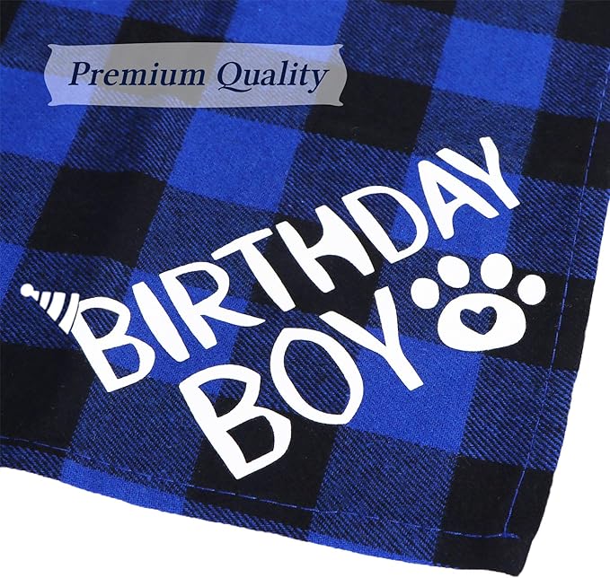 STMK Dog Birthday Decorations, Multi Sizes Dog Birthday Hat Dog Birthday Bandana Boy Bow Tie Birthday Numbers It’s My Bday Mother Puppers Banner for Medium Large Dogs Pets (Large, Blue)
