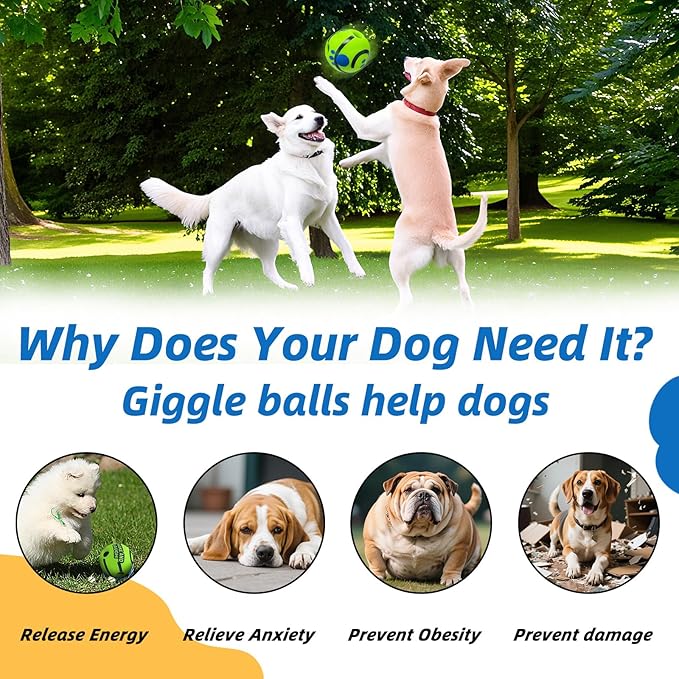 Dog Toys Ball, Interactive Dog Ball, Shaking with Gibbering Sound, for Training & Herding, L, 3.94 in (10 cm)