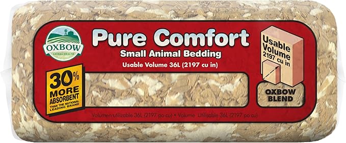 Oxbow Pure Comfort Bedding, Rabbit, Hamster, & Guinea Pig Bedding, Bunny Supplies for Litter Box, Pet Safe, Bunny Litter Box, Guinea Pig Cage, 99.9% Non-Dust, Blended, 36 Liter Bag