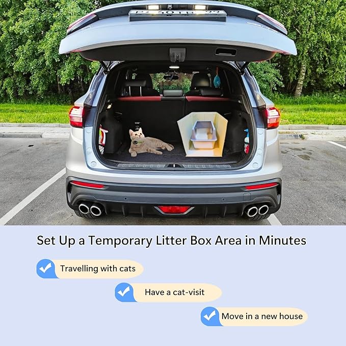 Extra Large Cat Litter Box Enclosure with Litter Mat, Open Top High Side, All-in-One Waterproof Splash Guard for Pet Litter Pan, Scratch Proof Cover for Cat Litter Boxes
