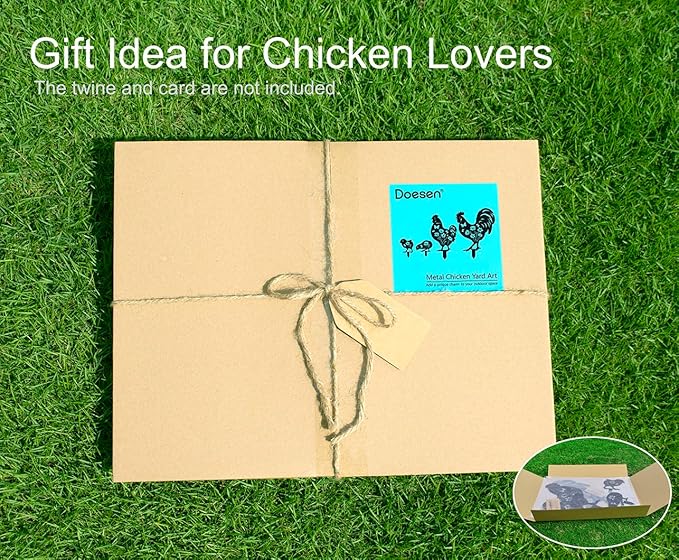 Metal Chicken Garden Decor for Outside, 4 Pcs Metal Chicken Yard Art, Decorative Garden Stakes Chicken Gifts for Chicken Lovers Woman/Man, Patio/Lawn Outdoor Chicken Decor, Chicken Garden Art
