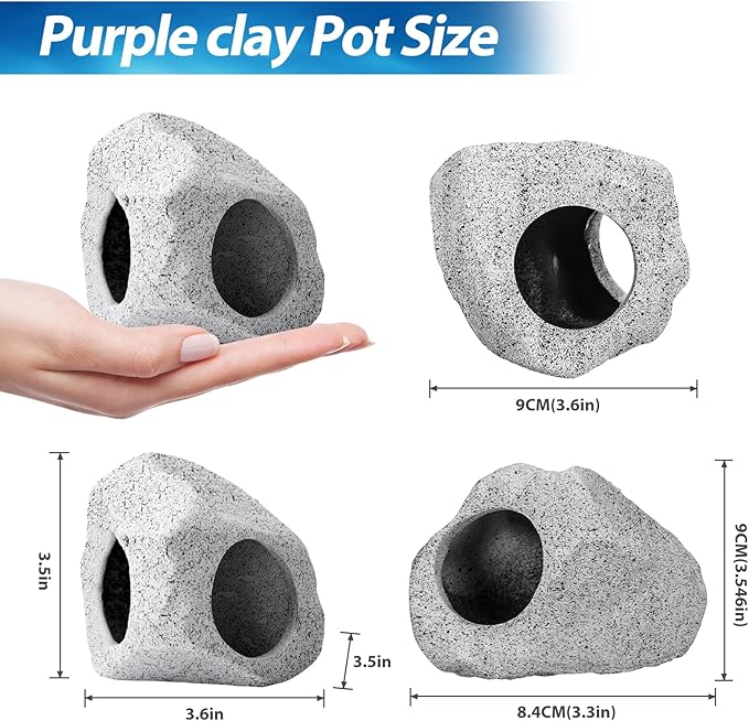 CousDUoBe 13Pcs Aquarium Hideaway Rock Cave Fish Tank Decorations quarium,Betta Toys Hideout Stones House,Safe and Non-Toxic Ceramic Fish Tank Ornaments