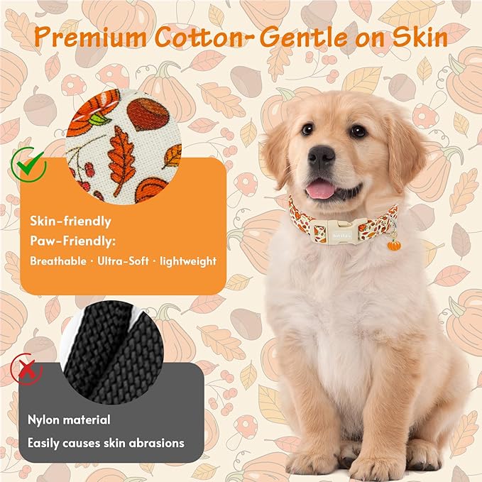 Fall Dog Collar – Halloween & Thanksgiving Dog Collars for Extra Small Dogs – Soft & Comfortable Autumn Puppy Collar with Quick Release Buckle, Extra Small Dog Collars for Girl Boy Dogs-XS