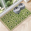 SHIYUE Dog Food Mats for Floors, Absorbent Cat Bowl for Food and Water, Non-Slip Accessories Pet Supplies(12"x20",Green Flower)