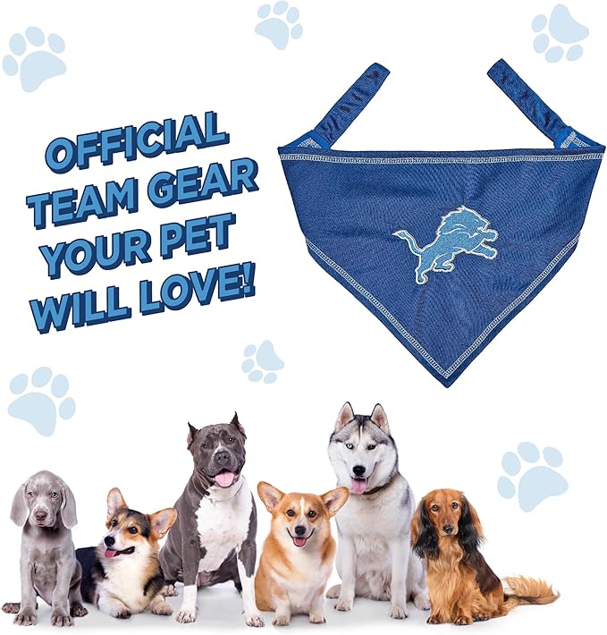 Pets First NFL Detroit Lions TIE Bandana, Small/Medium. Dog Bandana Scarf Bib for Pet Cat Dog. The Ultimate Game-Day, Party Bandana