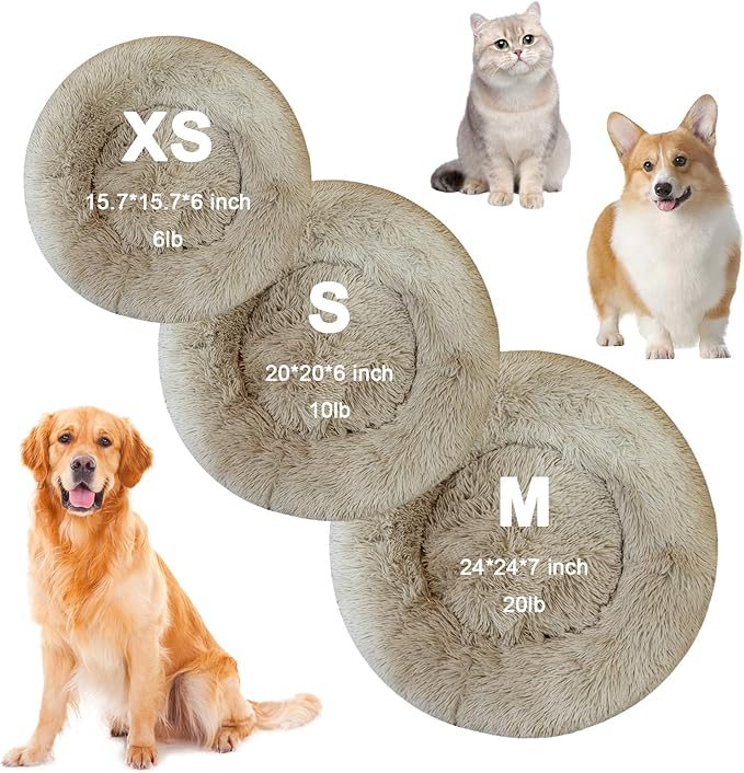Cat Beds for Indoor Cats,15.7 Inch Small Cats Beds, Washable-Round Pet Bed for Puppy and Kitten with Slip-Resistant Bottom