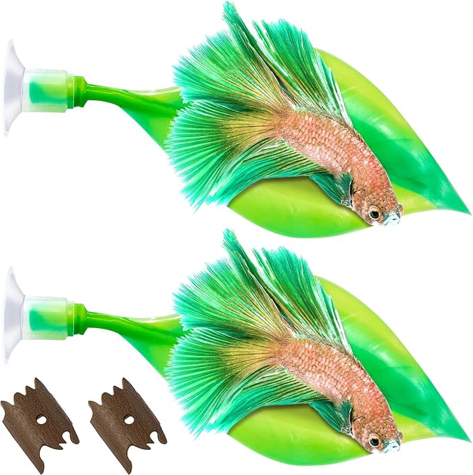 WILLBOND 2 Pcs Green Silicone Betta Fish Bed Leaf Hammock Betta Fish Tank Accessories Decorations for Aquarium Ornaments, Practical Resting Spot, No Bpa, Comfortable and Safe
