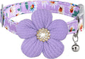 Medium Dog Collar with Flower, Dog Collars for Medium Dogs Collar for Girl Cute Dog Collar with Bell, Adjustable Length