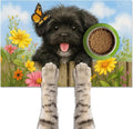 Spring Pet Feeding Mat 24" x 16"Puppy and Butterfly Floral Garden Design Non Slip Cat and Dog Bowl Mat Easy Clean Pet Food Mat Pet Placemat for Dog and Cat Feeding Area Kitchen Floor Decor