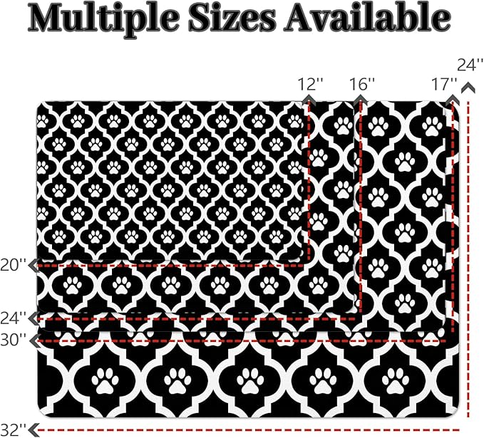 Dog Food Mat 16X24 Inch Pet Feeding Absorbent Mats for Floor Cat Water Bowl Placemats Non-Slip Washable Dog Mat for Food and Water
