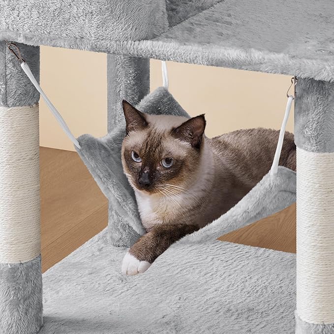 Yaheetech 73in Cat Tree Tower for Indoor Cats, Multi-Level Cat Activity Center with Scratching Posts Large Cat Condo with Funny Hammock for Kittens
