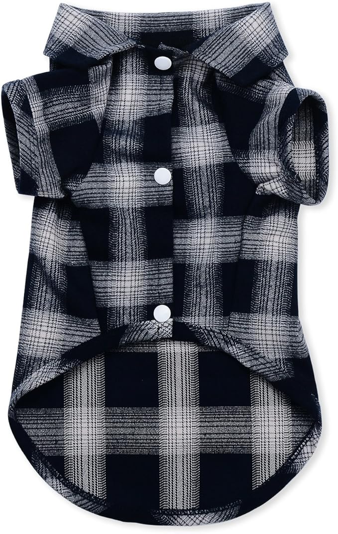 Koneseve Dog Shirt, Pet Plaid Clothes T-Shirt Sweater Matching Breathable for Small Medium Large Dog Cat Puppy Adorable Casual Cozy Halloween Thanksgiving Christmas Costumes (Blue; 4XL)