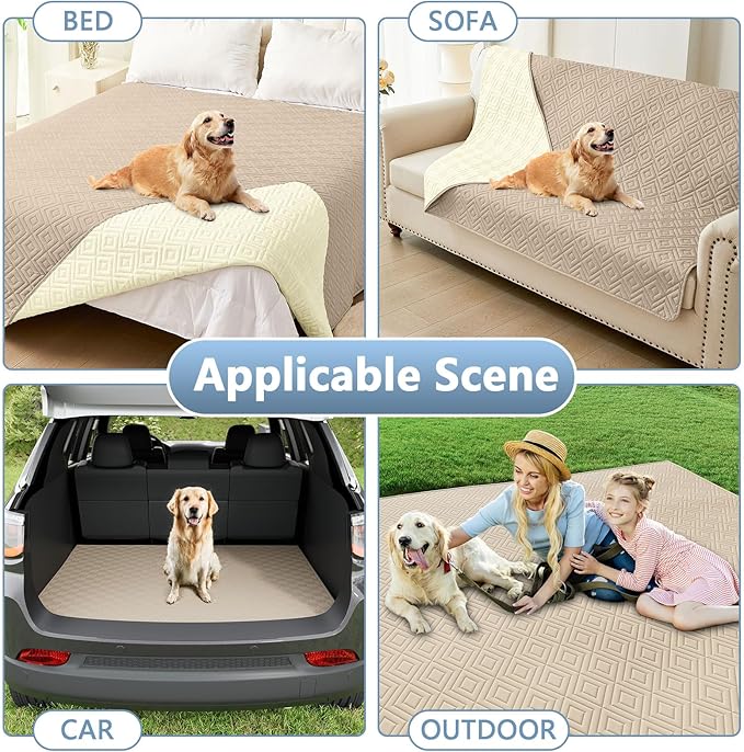 hyha Waterproof Dog Blanket, Soft Pet Bed Blankets, Waterproof Sofa Couch Cover for Dogs Washable, Reversible Pet Couch Covers for Sofa Furniture (40x50 Inch, Taupe/Beige)