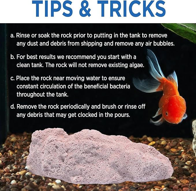 Fish Tank Rocks for Enhancing Water Clarity with Your Regular Cleaning Routine, Fish Friendly Aquarium Rocks, All Natural Aquarium Decor - Large - Covers Upto 3500 Gallons
