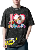 H-DEWALL Custom T Shirts Mineral Wash Tshirt Bootleg Rap Tee Customized Gifts for Boyfriend Birthday Shirts Tops for Women