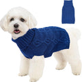 Dog Sweaters Small Dog Clothes Winter Turtleneck Puppy Sweater Warm Pet Cat Sweater Doggy Pullover Outfit with Twisted Design XS~XL(Navy Blue, Large)