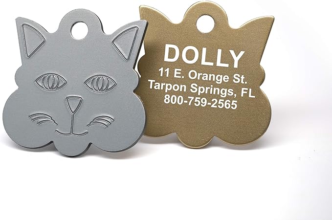 Providence Engraving Pet ID Tags - Small or Large Personalized Anodized Aluminum Pet Tags in Bone, Round, Star, Heart, Hydrant, Paw and Cat Face Shapes and 9 Colors for Dog and Cat