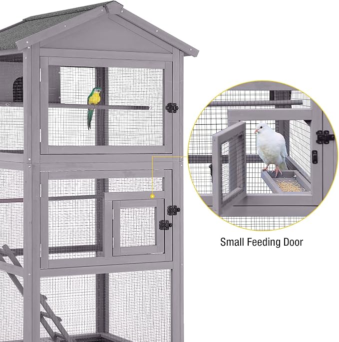 Aivituvin Bird Cages Outdoor Bird Aviary Indoor Parakeet Cage with Perch for Birds, Large Dove cage with Wire Netting Above The Removable Pull Out Tray - Wheels Include