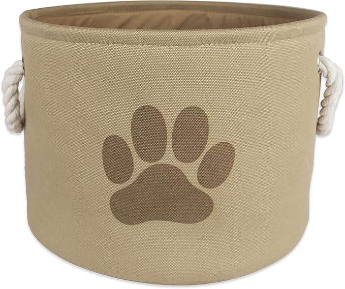 Bone Dry Pet Storage Collection Collapsible Bin, Small Round, Taupe