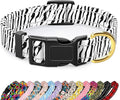 Reflective Dog Collar for Large Dogs, Cute Boho Adjustable Heavy-Duty Nylon Puppy Collar for Boy and Girl Female, Soft Pet Accessories with Quick Release Buckle, Stylish Zebra Print