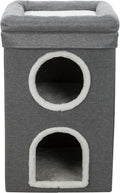 Trixie Saul Cat Condo | 2-Story Condo Tower | Scratching Surface | Foldable for Easy Storage | Gray